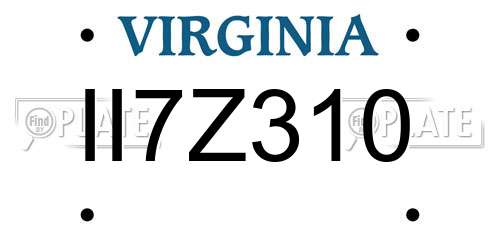 II7Z310 Virginia License Plate