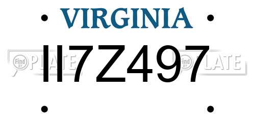II7Z497 Virginia License Plate