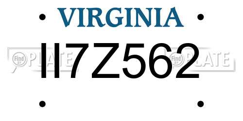 II7Z562 Virginia License Plate