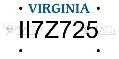 II7Z725 Virginia License Plate