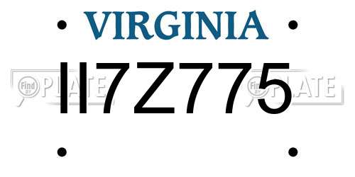 II7Z775 Virginia License Plate
