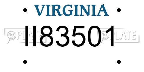 II83501 Virginia License Plate