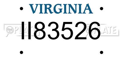 II83526 Virginia License Plate