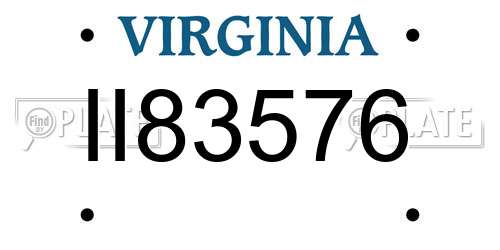 II83576 Virginia License Plate