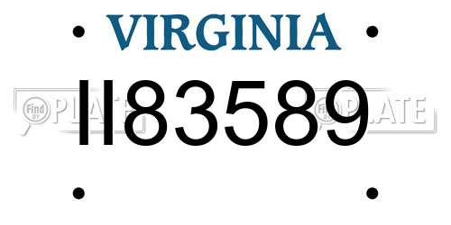 II83589 Virginia License Plate