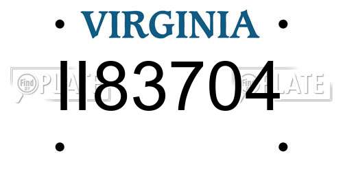 II83704 Virginia License Plate