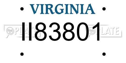 II83801 Virginia License Plate
