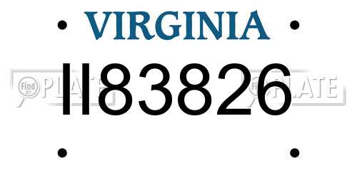 II83826 Virginia License Plate