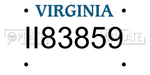 II83859 Virginia License Plate