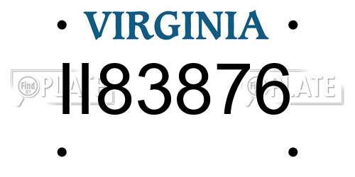 II83876 Virginia License Plate
