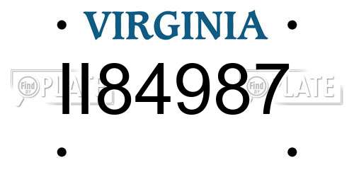 II84987 Virginia License Plate