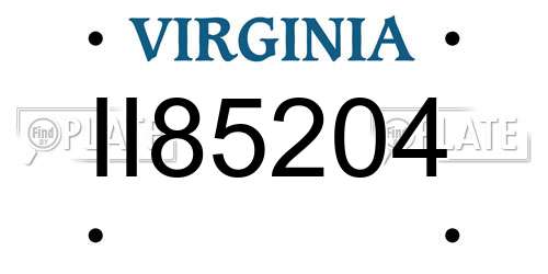 II85204 Virginia License Plate
