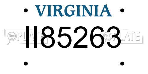 II85263 Virginia License Plate