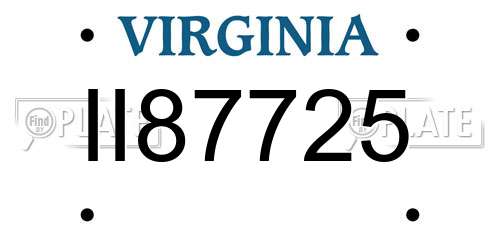 II87725 Virginia License Plate