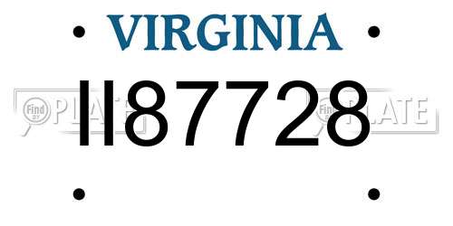 II87728 Virginia License Plate