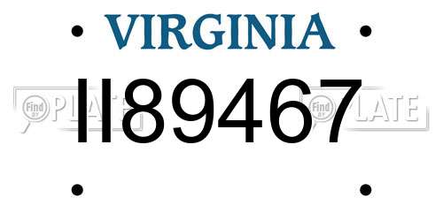 II89467 Virginia License Plate