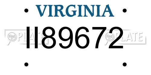 II89672 Virginia License Plate