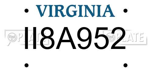 II8A952 Virginia License Plate