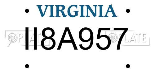 II8A957 Virginia License Plate