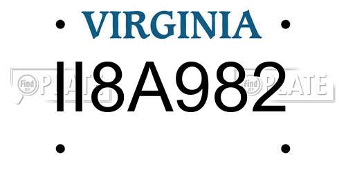 II8A982 Virginia License Plate