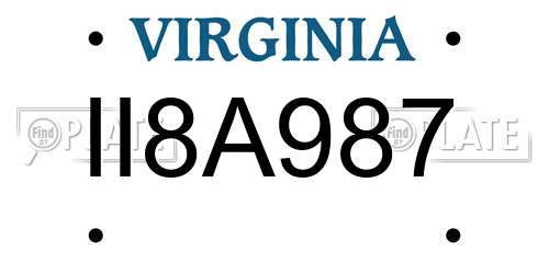 II8A987 Virginia License Plate