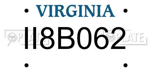 II8B062 Virginia License Plate