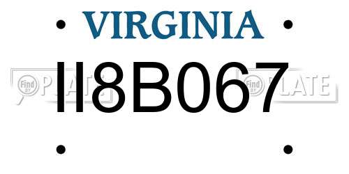 II8B067 Virginia License Plate