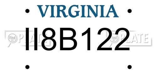 II8B122 Virginia License Plate