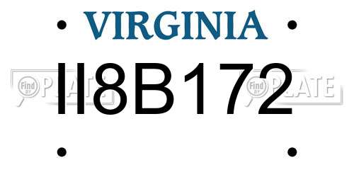 II8B172 Virginia License Plate