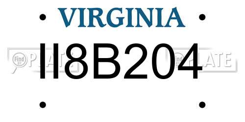 II8B204 Virginia License Plate