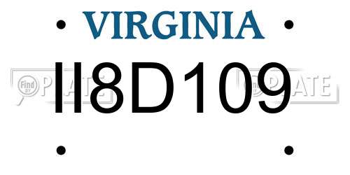 II8D109 Virginia License Plate