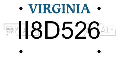 II8D526 Virginia License Plate