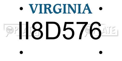 II8D576 Virginia License Plate