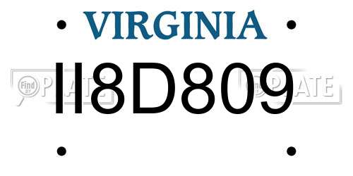 II8D809 Virginia License Plate