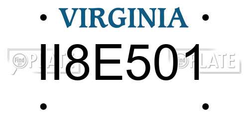 II8E501 Virginia License Plate