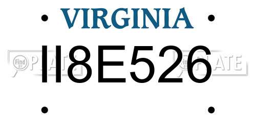 II8E526 Virginia License Plate