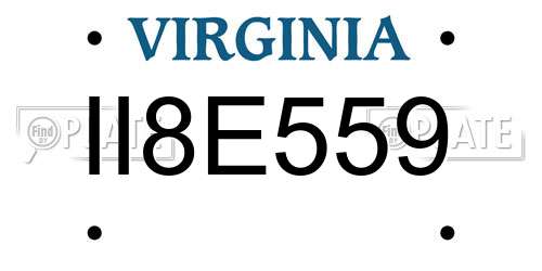 II8E559 Virginia License Plate