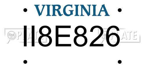 II8E826 Virginia License Plate