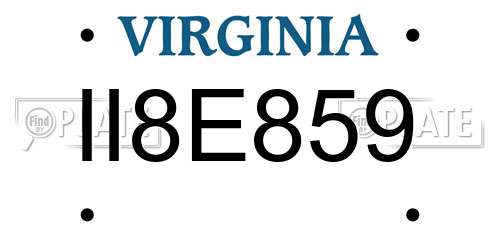 II8E859 Virginia License Plate