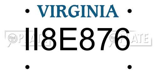 II8E876 Virginia License Plate
