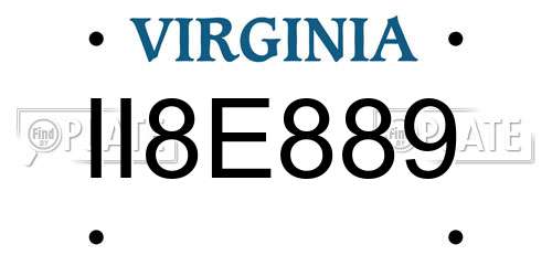 II8E889 Virginia License Plate