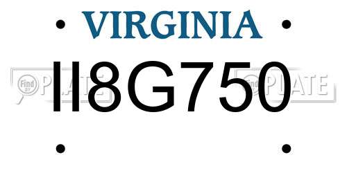 II8G750 Virginia License Plate