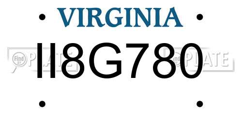 II8G780 Virginia License Plate