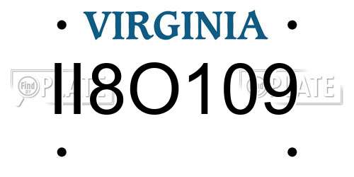 II8O109 Virginia License Plate