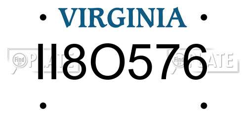 II8O576 Virginia License Plate