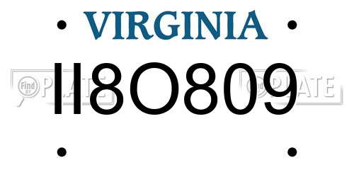 II8O809 Virginia License Plate