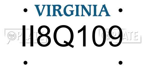 II8Q109 Virginia License Plate