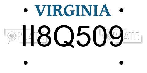 II8Q509 Virginia License Plate