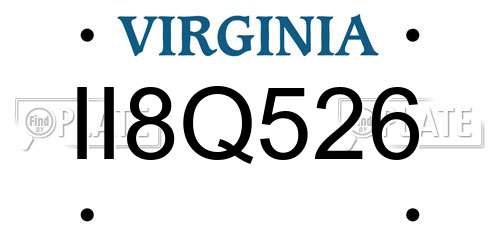 II8Q526 Virginia License Plate