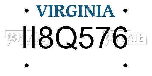II8Q576 Virginia License Plate